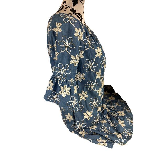 Label by Five Twelve Dress Women’s  Size 4 Chambray Blue White Embroidery Boho - Picture 2 of 9